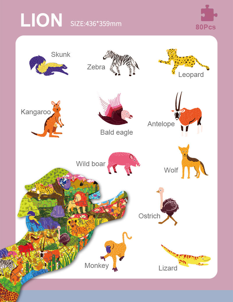 Precio de fábrica, rompecabezas de sublimación personalizado, papel DIY, juego para niños, juguetes, rompecabezas, animal